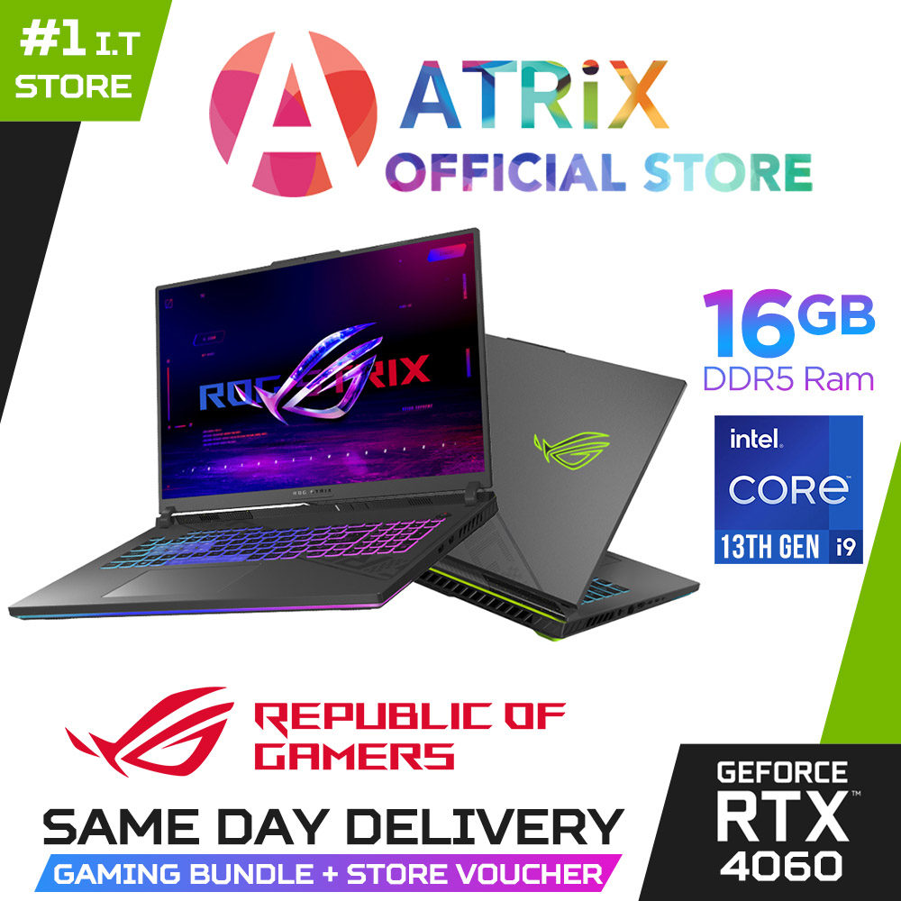 【Same Day Delivery】ROG Strix G18 G814JV-N6060W | 18&quot; WQHD | i9-13980HX | RTX 4060 | 16GB DDR4/1TB SSD | Win11 Home | 2Y