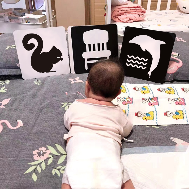 Newborn Baby Visual Stimulation Training Card Early Learning Educational Toys Montessori Black &amp; White &amp; Color Visual Flash Card