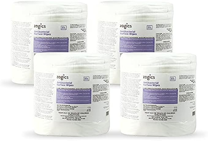Zogics Antibacterial Wipes – Disinfecting Wipes for Sanitizing and Cleaning Surfaces and Equipment, EPA Registered Antibacterial Cleaning Wipes (3,200 Count – 4 Rolls of 800 Wipes)
