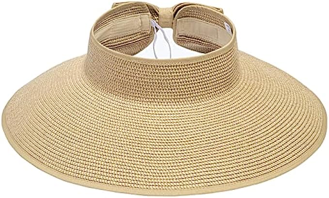 Simplicity Women&#039;s UPF 50+ Wide Brim Roll-up Straw Sun Hat Sun Visor