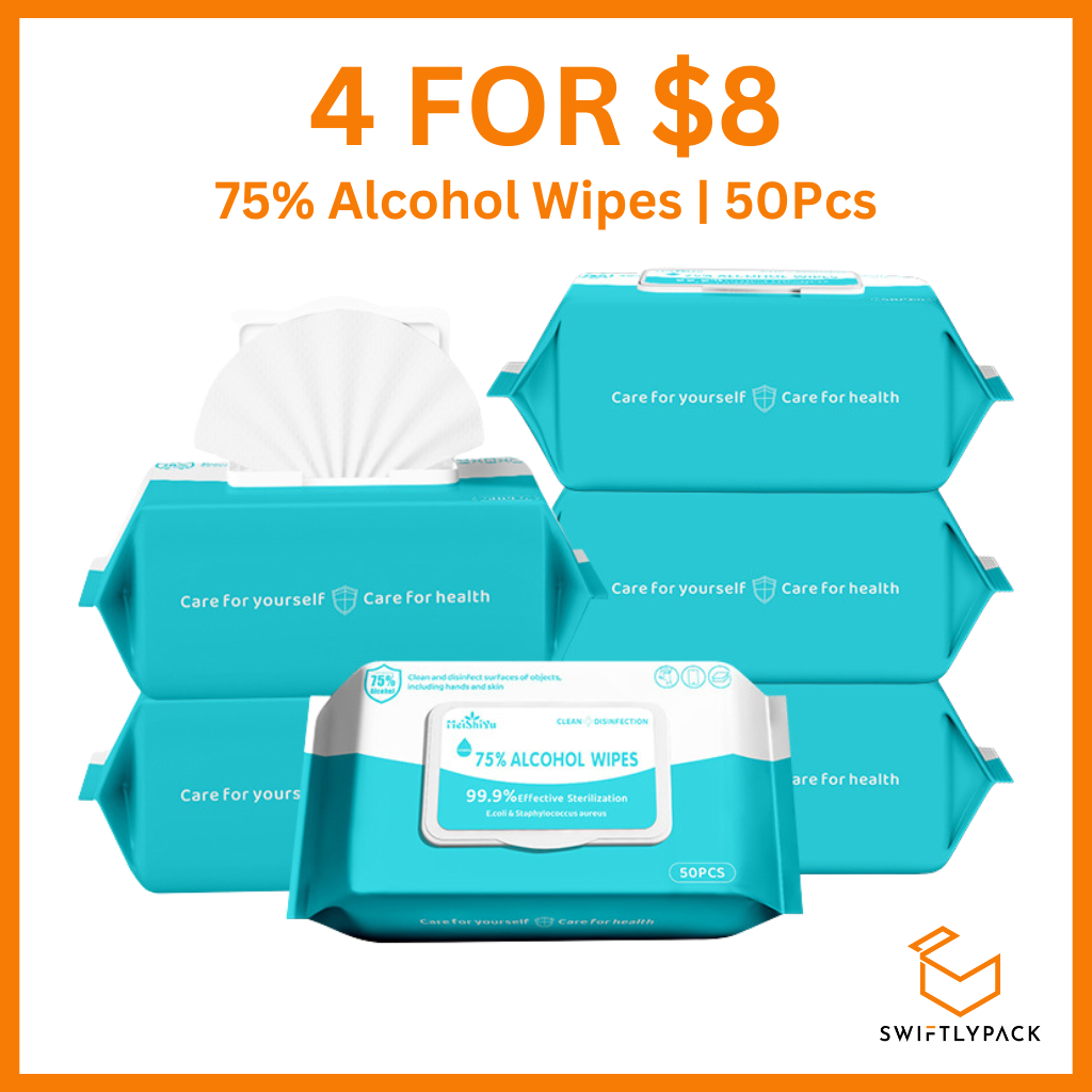 75% Alcohol Disposable Wet Wipes (50Pcs/10Pcs) | 99.99% Disinfection Sanitizing Wet Wipes | 酒精杀毒湿巾